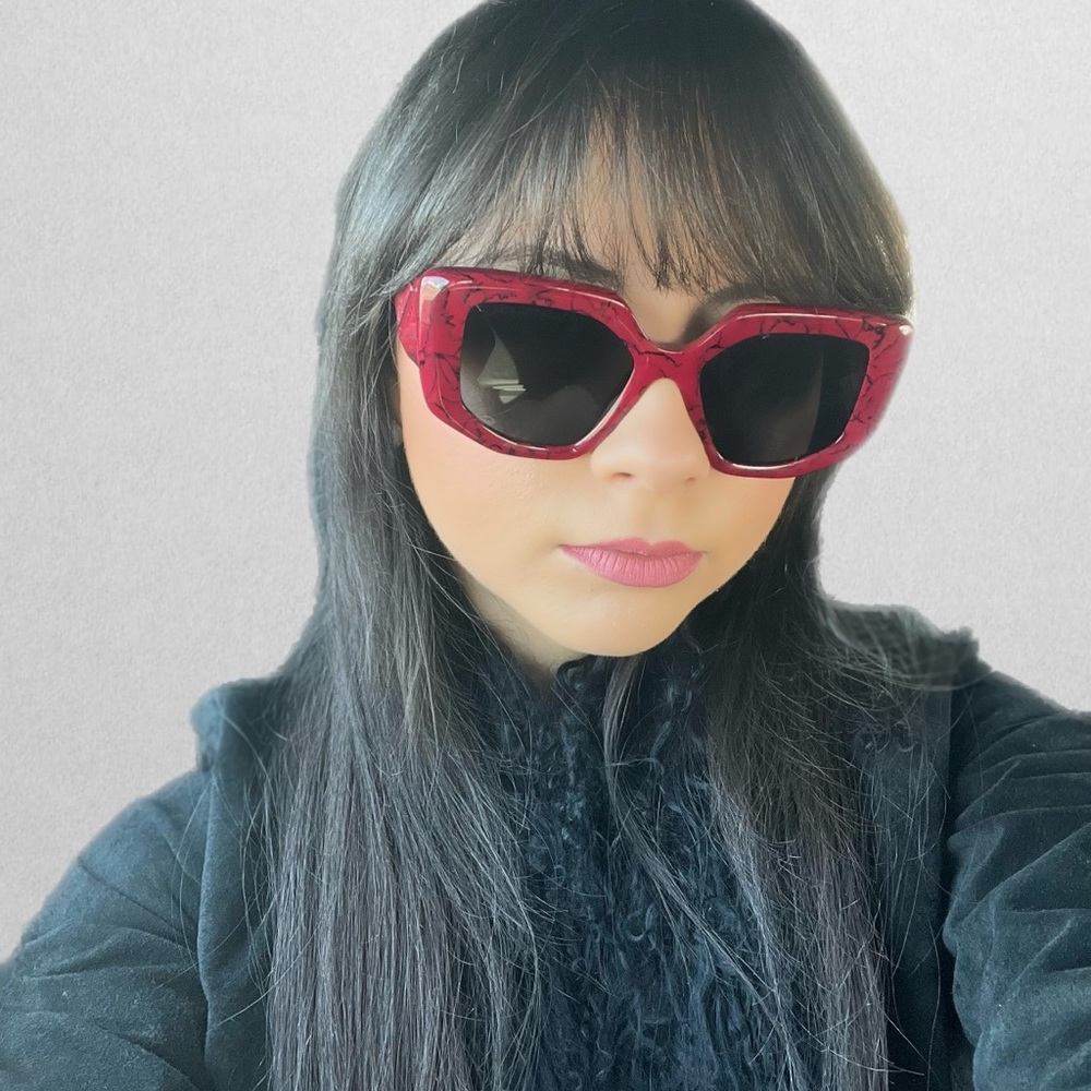 Prada Red Marble Cat Eye Symbole Sunglasses PR 14ZS - Picture 11 of 16